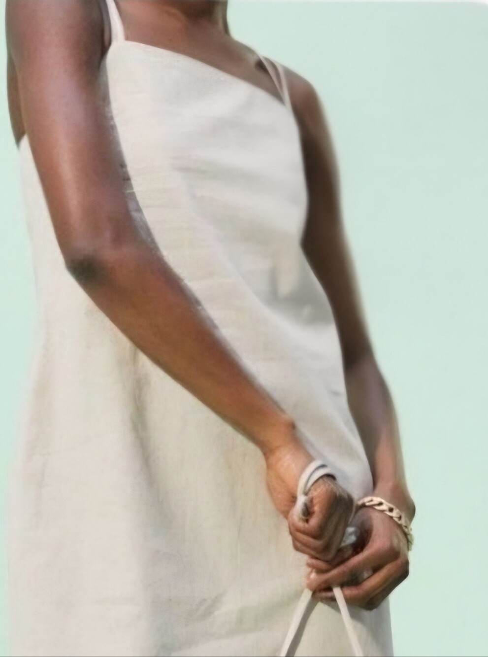 H&M Cream Mini Linen Blend Dress Size XL